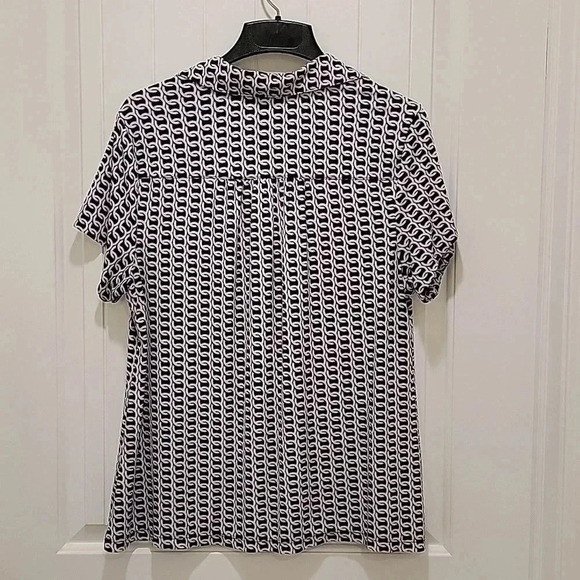Alfani Black White Y2K Collared V Neck Blouse Size 2XL - Picture 4 of 5